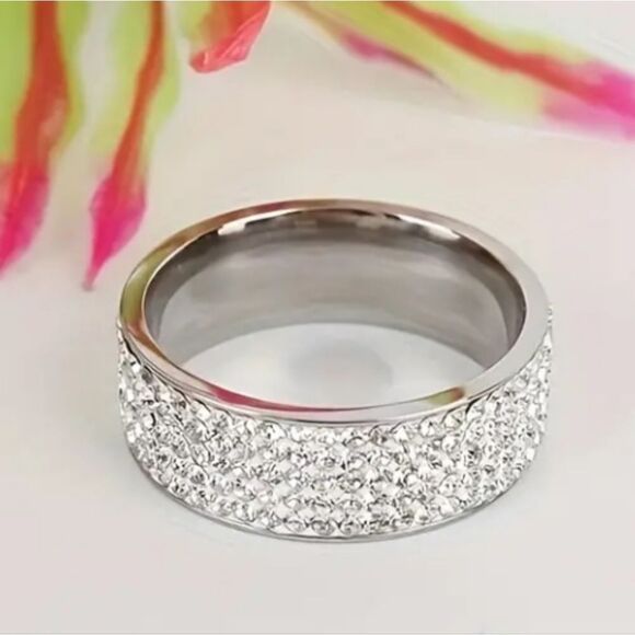 Diamond unisex wedding band ring - Picture 6 of 10